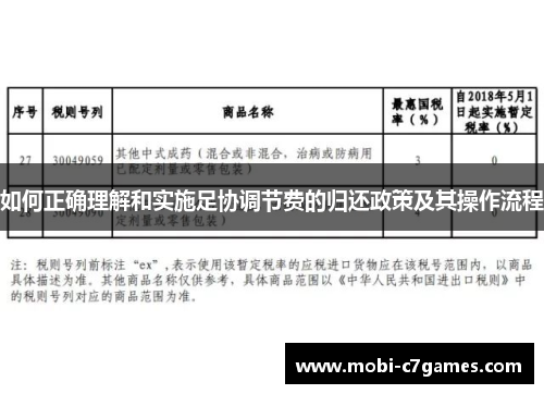 如何正确理解和实施足协调节费的归还政策及其操作流程