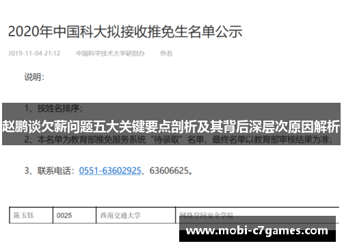 赵鹏谈欠薪问题五大关键要点剖析及其背后深层次原因解析